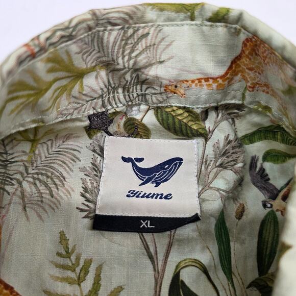 Yiume Animal Print Elephant Safari Zoo Short Sleeve Button Shirt Men XL - Picture 7 of 10